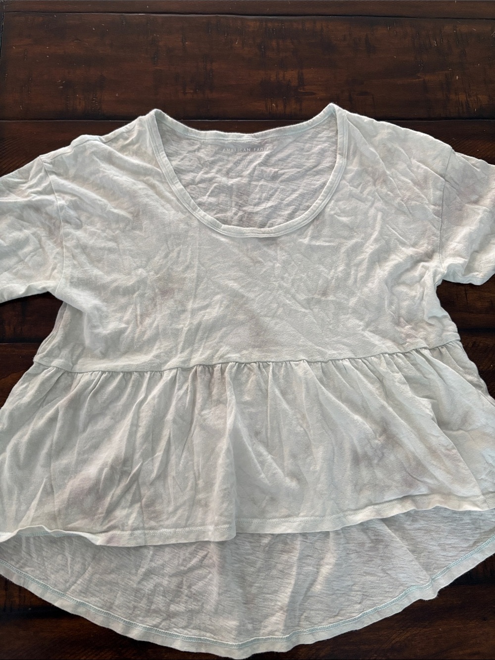 American Eagle Outfitters Pale Blue Peplum Scoop Neck Top